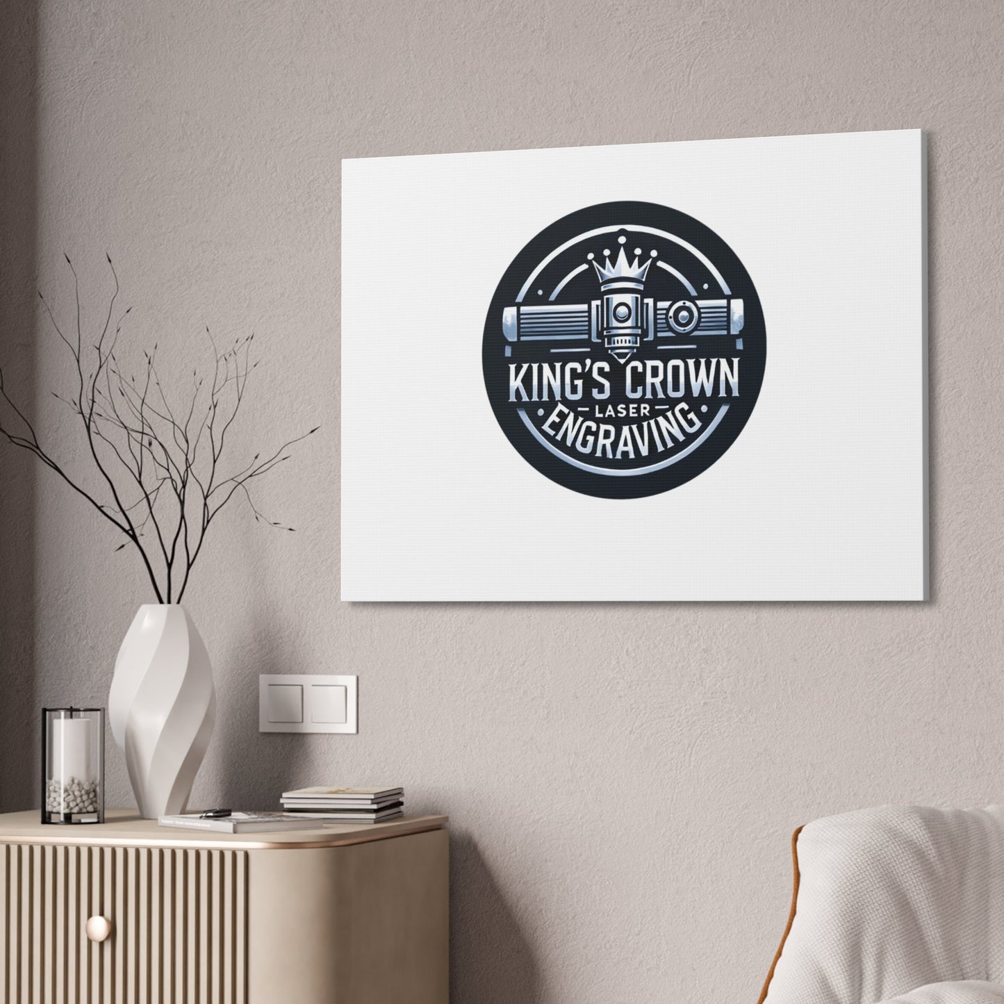 Custom King's Crown Engraving Canvas Art, Wall Décor for Creative Spaces, Unique Gift for Artists, Custom Design, Home or Office Decoration Printify