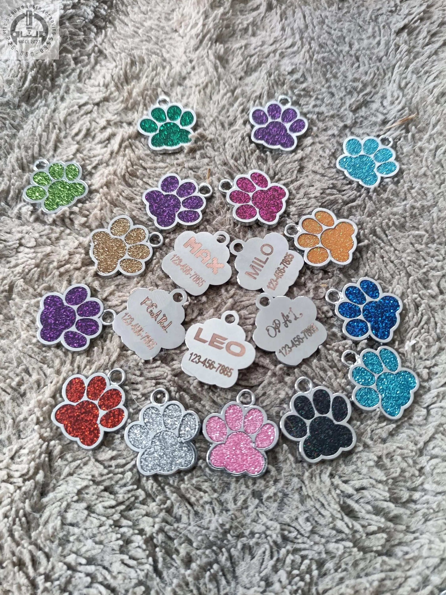 Engraved Dog Tag, Paw Dog Tag, Custom Collar Charm, Custom Dog Tag, Dog Paw Tag, Dog ID Tag, Glitter Dog Tag, Pet Name Tag, Cat Name Tag My Store