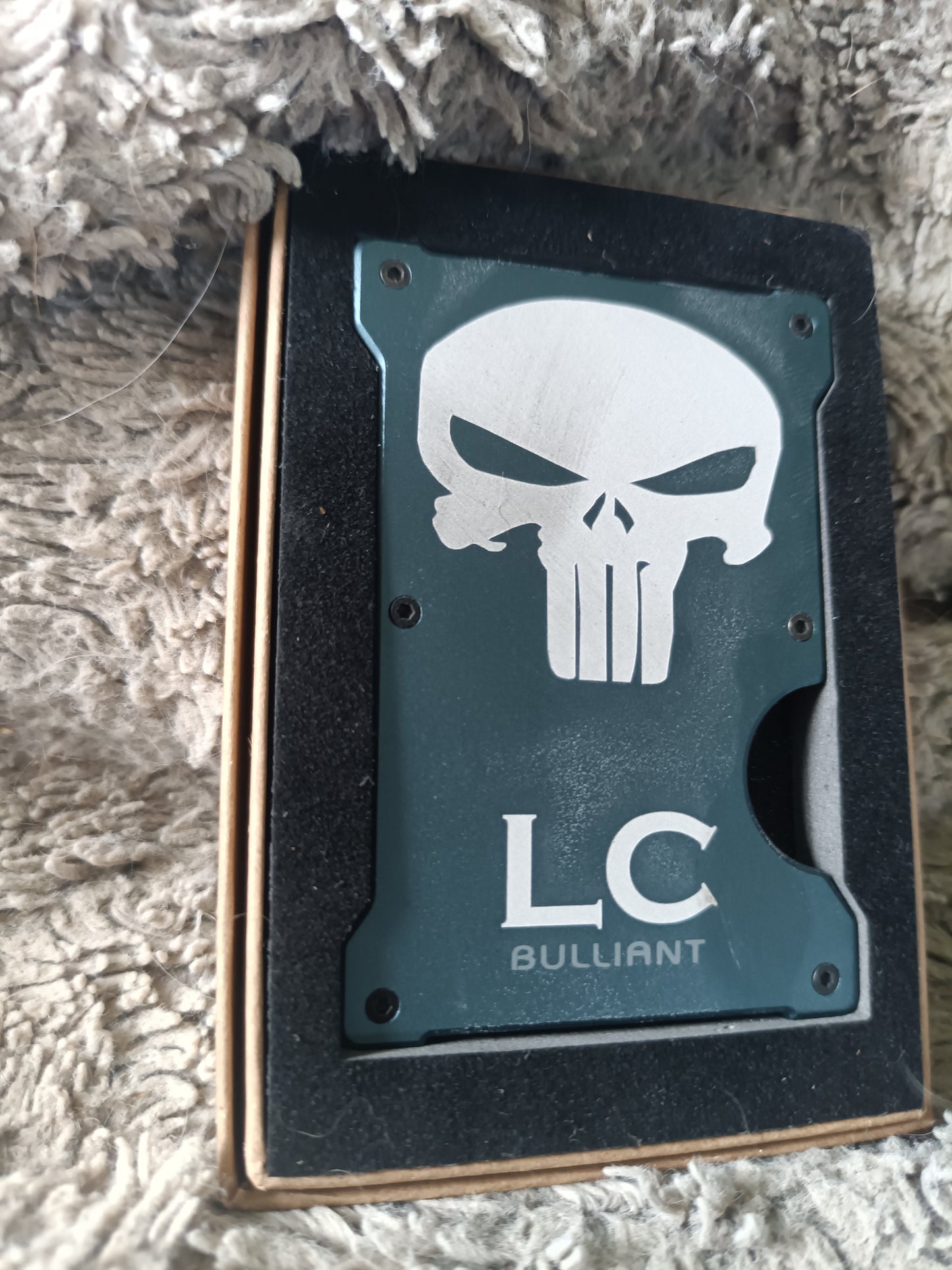 Custom Engraved Minimalist Metal Wallet Kings Crown Laser Engraving