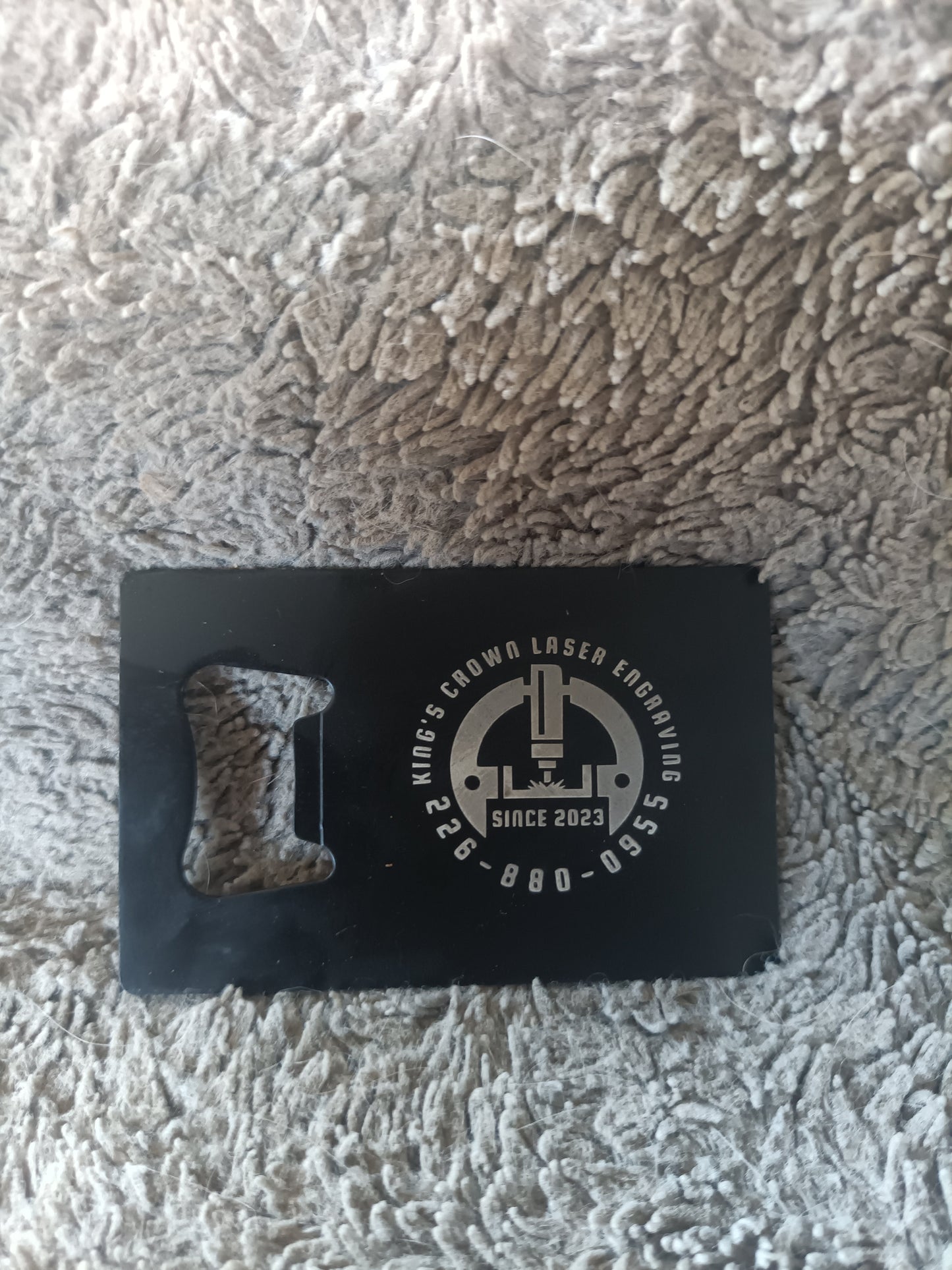 Custom Engraved Metal Bottle Opener – Card Shaped, 1.5mm Thick, Personalized Gift Kings Crown Laser Engraving
