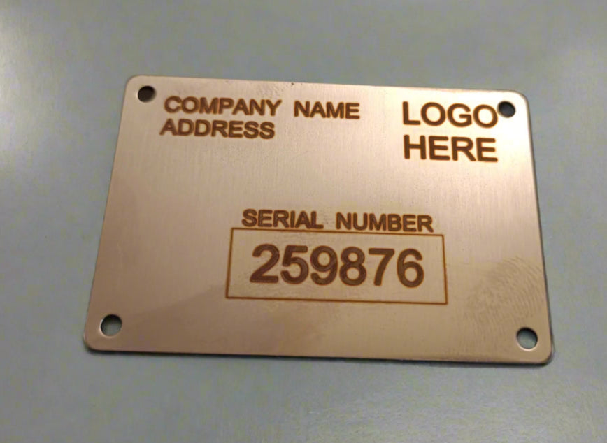 Serial number plates Kings Crown Laser Engraving