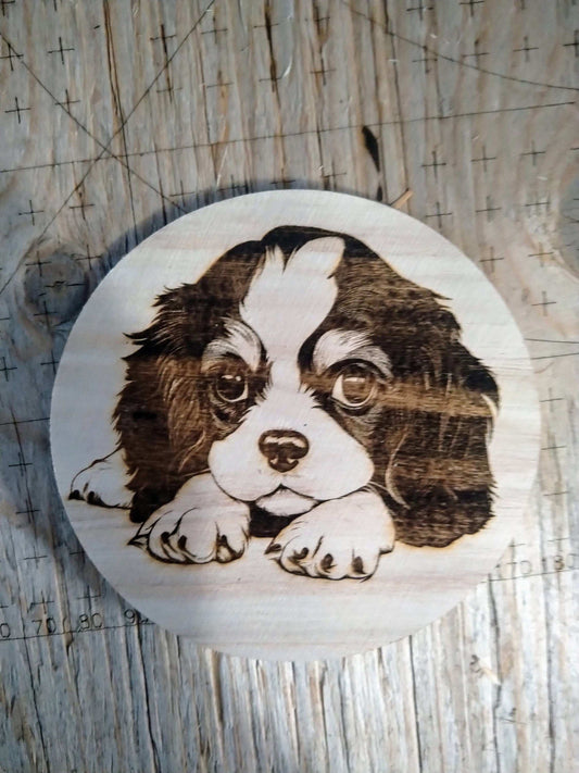 Dog Coaster Set, King Charles Gift, Cavalier Spaniel Dog Gift, Floral Dog Gift, Puppy Coasters, Wooden Coaster Set, King Charles Dog My Store