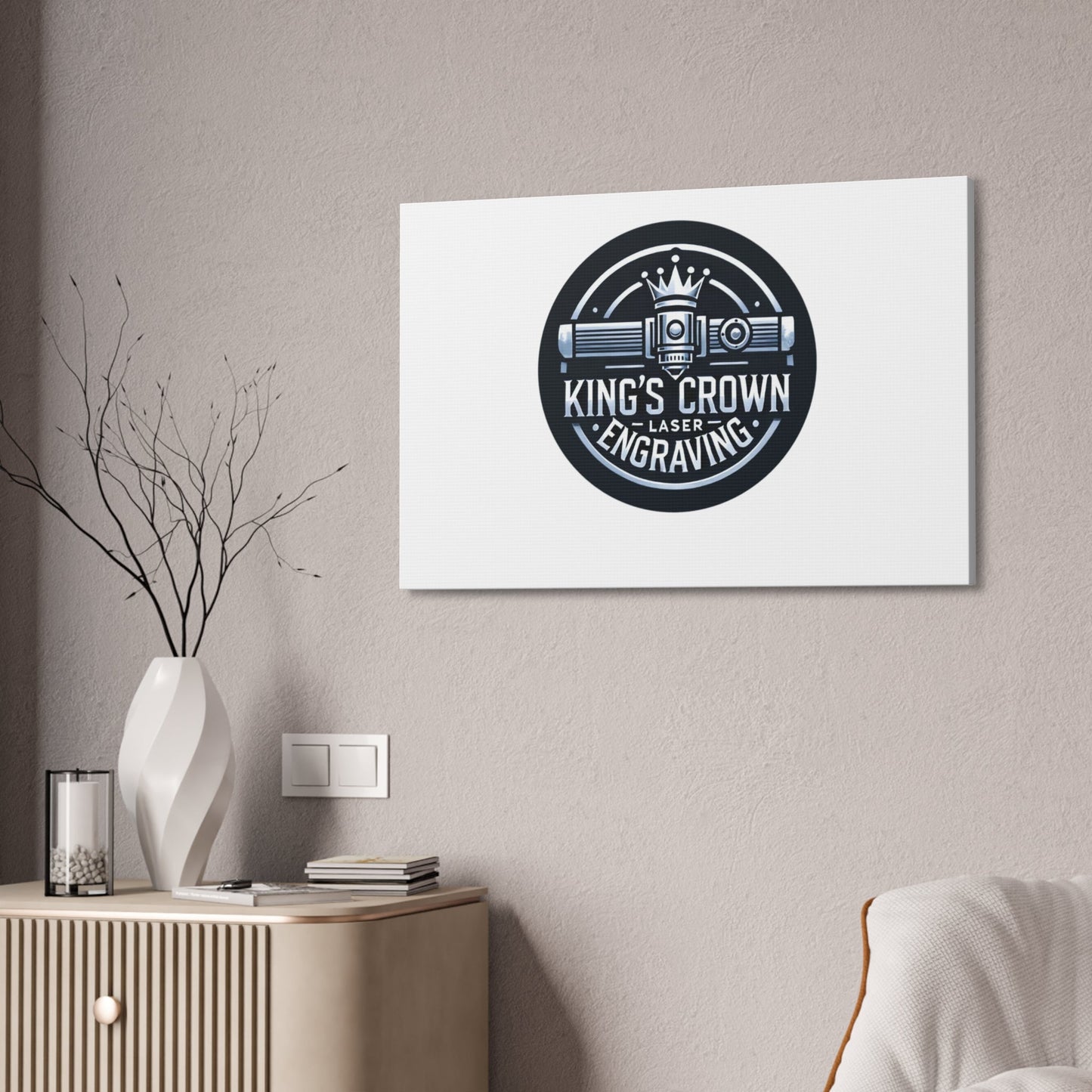 Custom King's Crown Engraving Canvas Art, Wall Décor for Creative Spaces, Unique Gift for Artists, Custom Design, Home or Office Decoration Printify