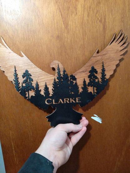 Personalized Eagle forest scene 3D wall art, Eagle wall Decoration, Custom Wildlife Sign Gift, Personalized Housewarming Gift, My Store