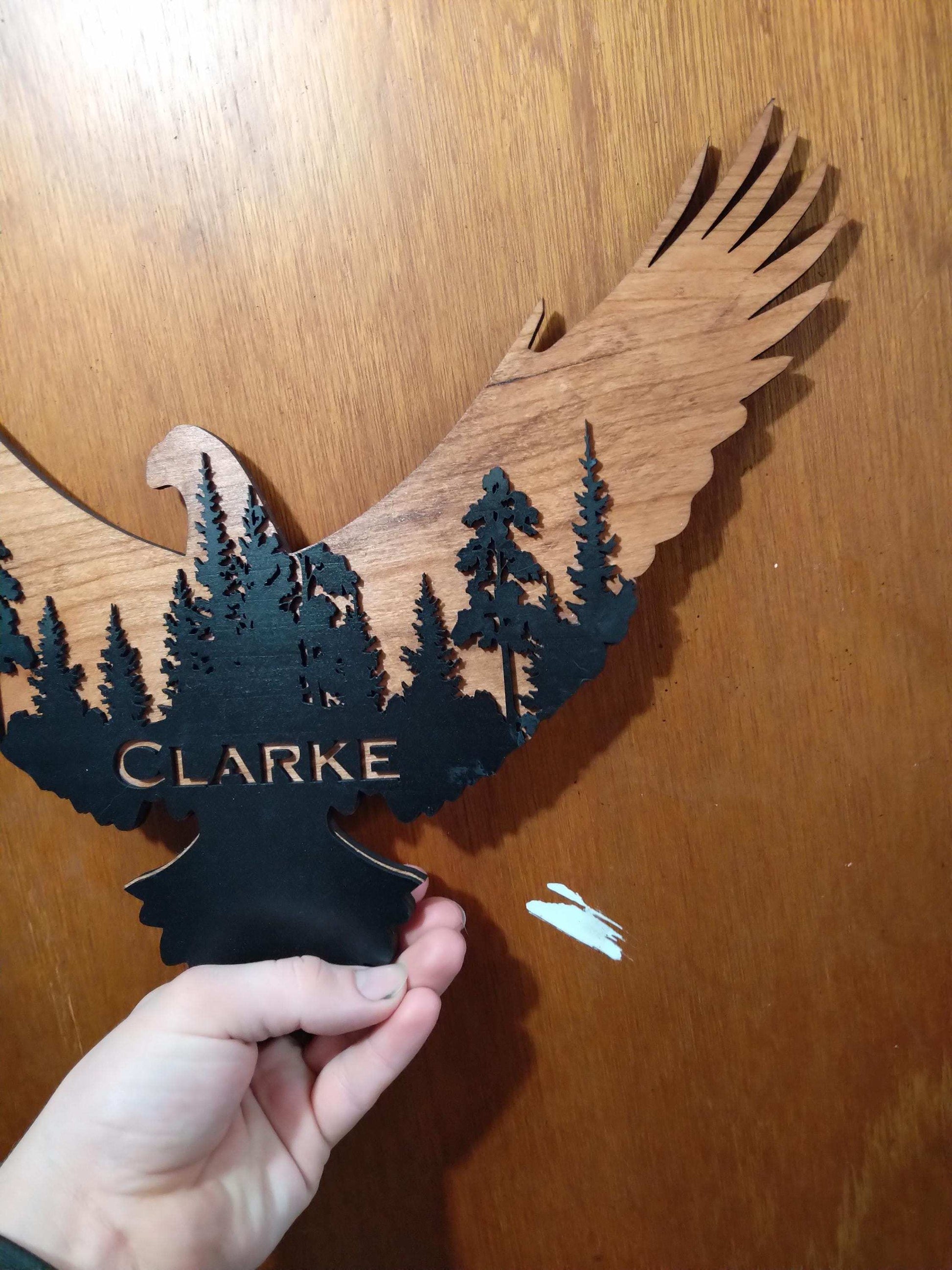 Personalized Eagle forest scene 3D wall art, Eagle wall Decoration, Custom Wildlife Sign Gift, Personalized Housewarming Gift, My Store