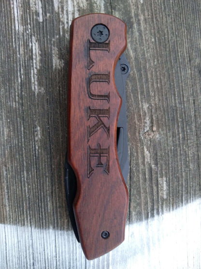 Custom Pocket Knife, Custom Camping Knife, Personalized Knife, Utility Knife, Groomsmen Knife, Personalized Folding Knife, Wood Handle Knife My Store