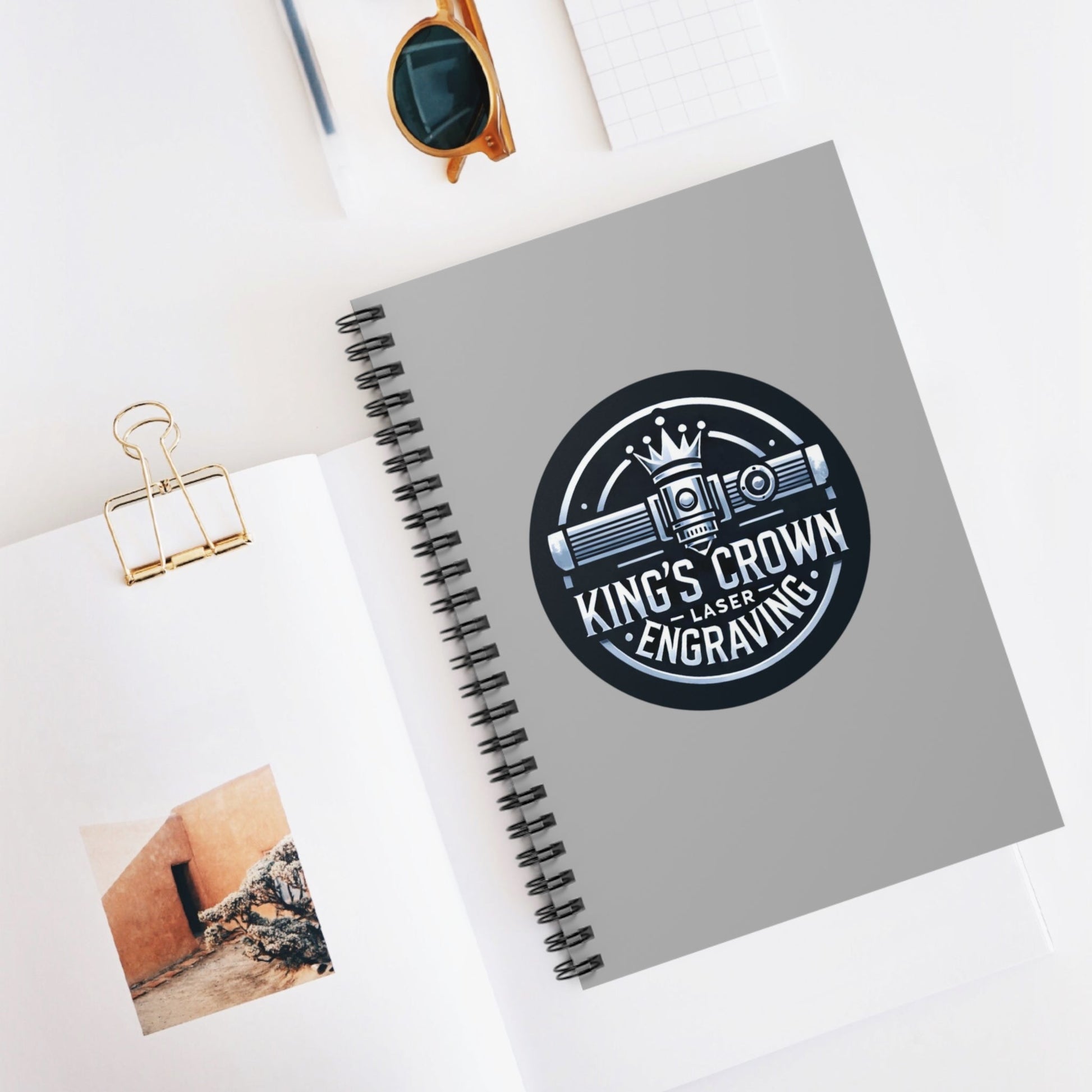 Custom Spiral Notebook - King’s Crown Laser Engraving, Gifts for Writers, Journals, School Supplies, Personalized Stationery Printify