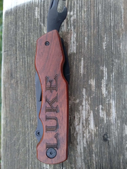 Custom Pocket Knife, Custom Camping Knife, Personalized Knife, Utility Knife, Groomsmen Knife, Personalized Folding Knife, Wood Handle Knife My Store
