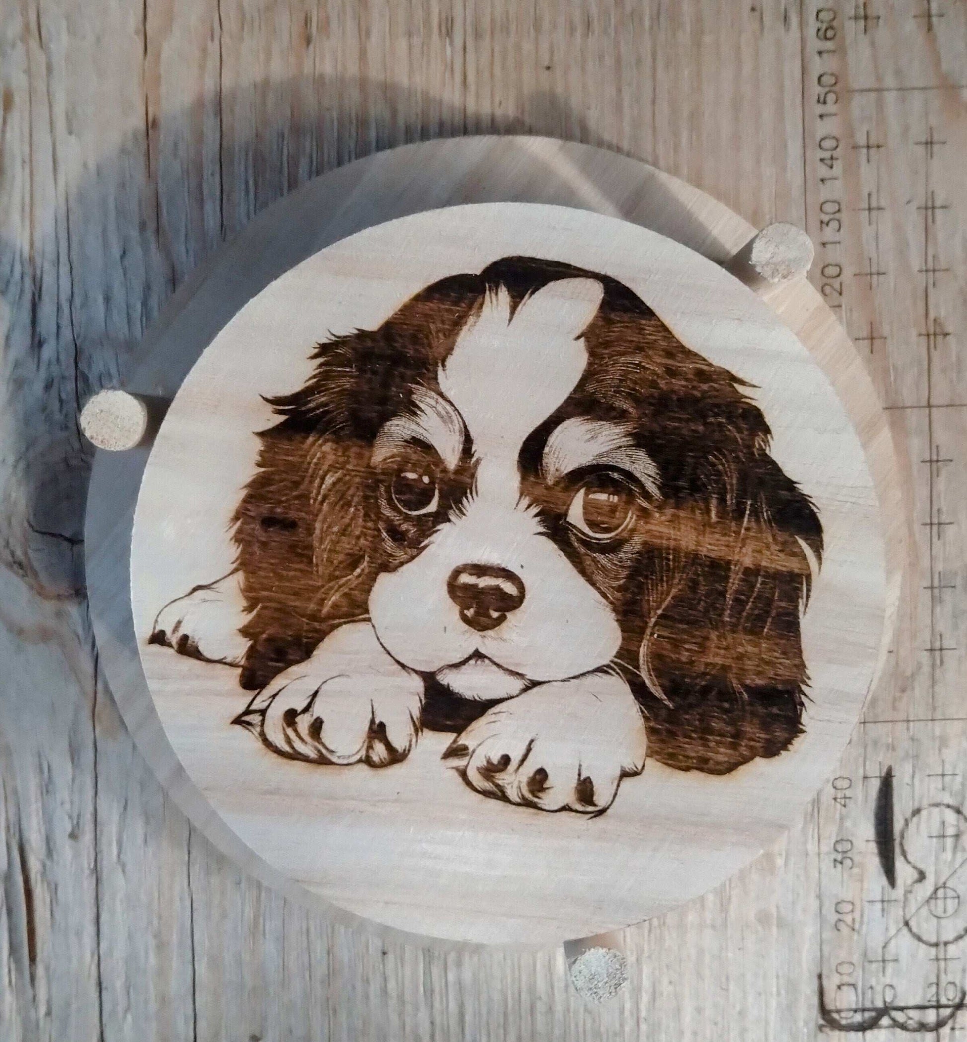 Dog Coaster Set, King Charles Gift, Cavalier Spaniel Dog Gift, Floral Dog Gift, Puppy Coasters, Wooden Coaster Set, King Charles Dog My Store