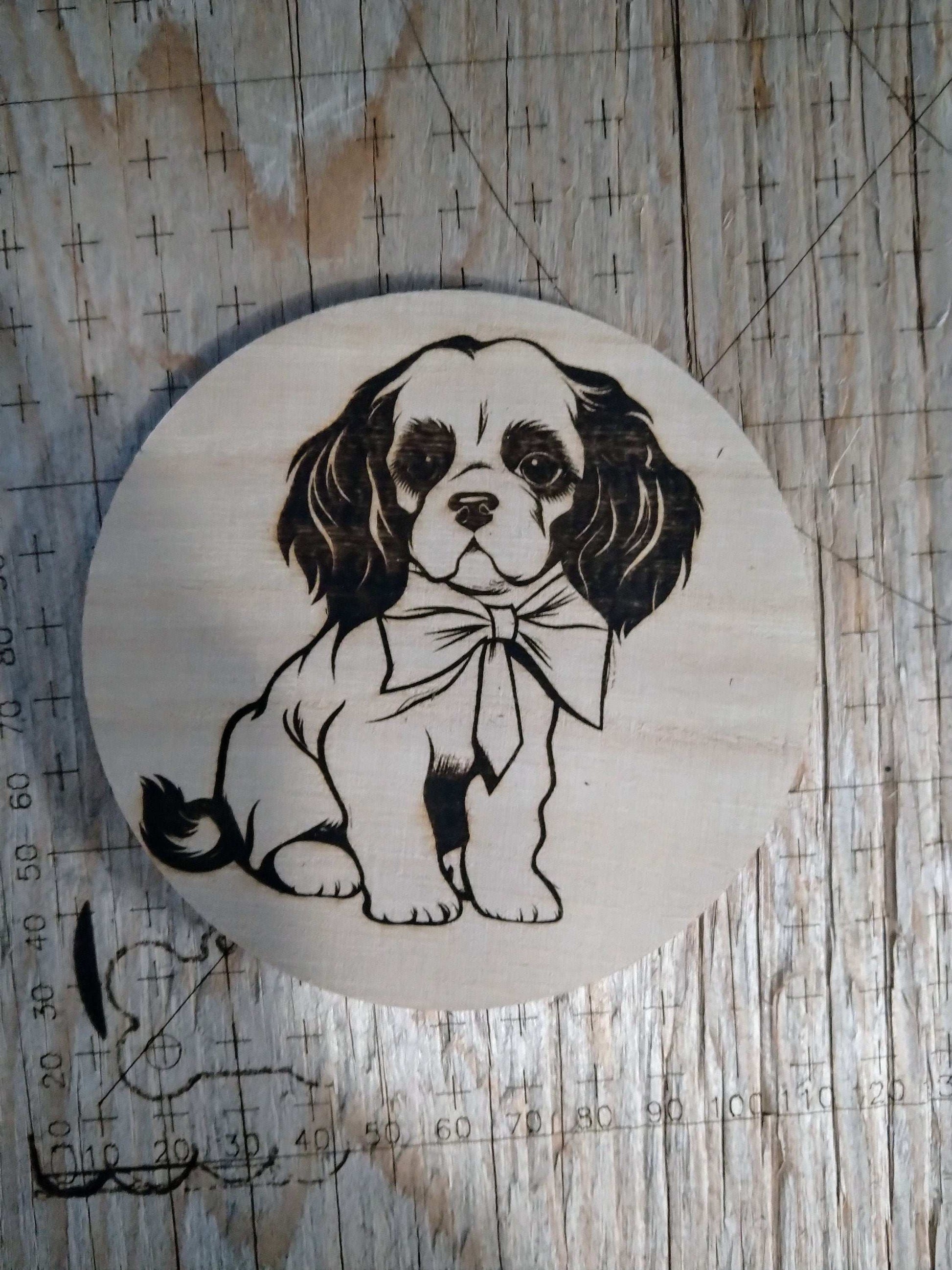 Dog Coaster Set, King Charles Gift, Cavalier Spaniel Dog Gift, Floral Dog Gift, Puppy Coasters, Wooden Coaster Set, King Charles Dog My Store