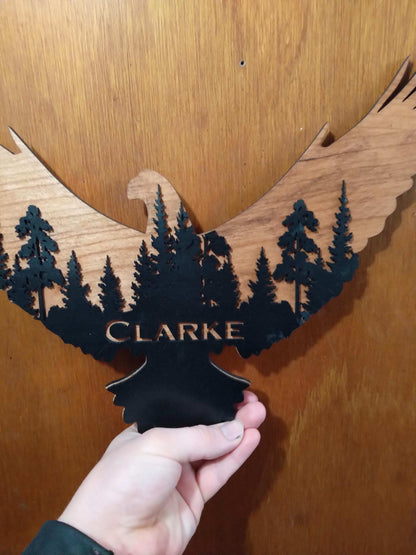 Personalized Eagle forest scene 3D wall art, Eagle wall Decoration, Custom Wildlife Sign Gift, Personalized Housewarming Gift, My Store