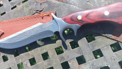 Custom Engraved Premium Hunting/Bush knife with A Leather Scabbard Kings Crown Laser Engraving