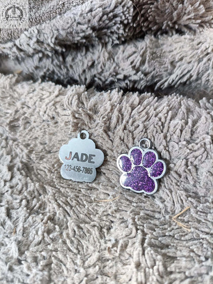 Engraved Dog Tag, Paw Dog Tag, Custom Collar Charm, Custom Dog Tag, Dog Paw Tag, Dog ID Tag, Glitter Dog Tag, Pet Name Tag, Cat Name Tag My Store