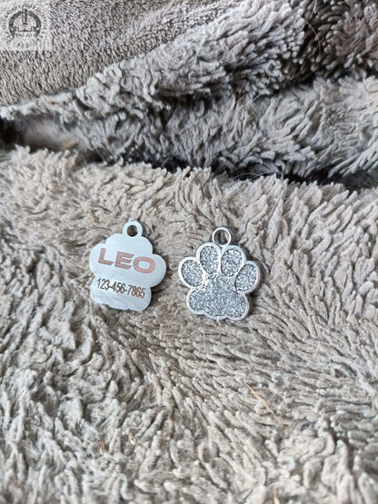 Engraved Dog Tag, Paw Dog Tag, Custom Collar Charm, Custom Dog Tag, Dog Paw Tag, Dog ID Tag, Glitter Dog Tag, Pet Name Tag, Cat Name Tag My Store