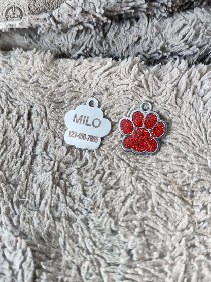 Engraved Dog Tag, Paw Dog Tag, Custom Collar Charm, Custom Dog Tag, Dog Paw Tag, Dog ID Tag, Glitter Dog Tag, Pet Name Tag, Cat Name Tag My Store