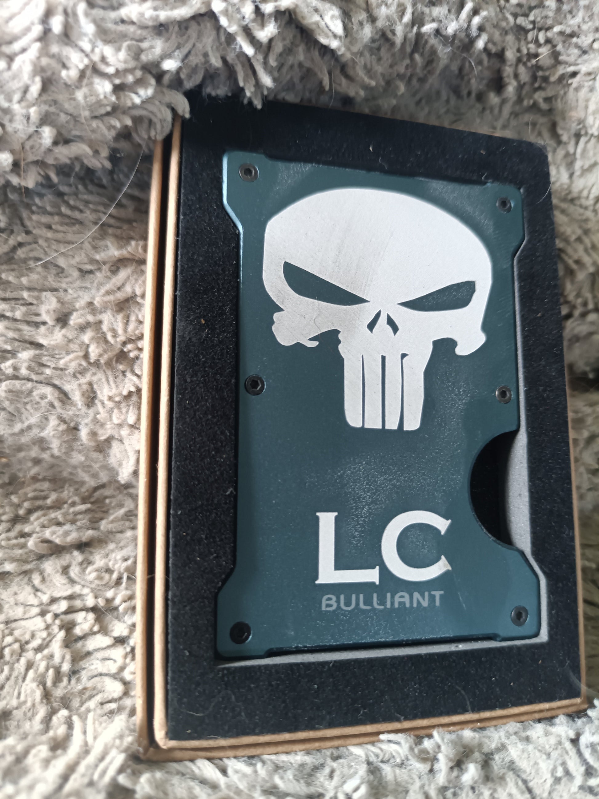 Custom Engraved Minimalist Metal Wallet Kings Crown Laser Engraving