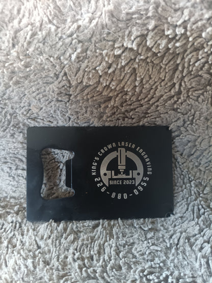 Custom Engraved Metal Bottle Opener – Card Shaped, 1.5mm Thick, Personalized Gift Kings Crown Laser Engraving