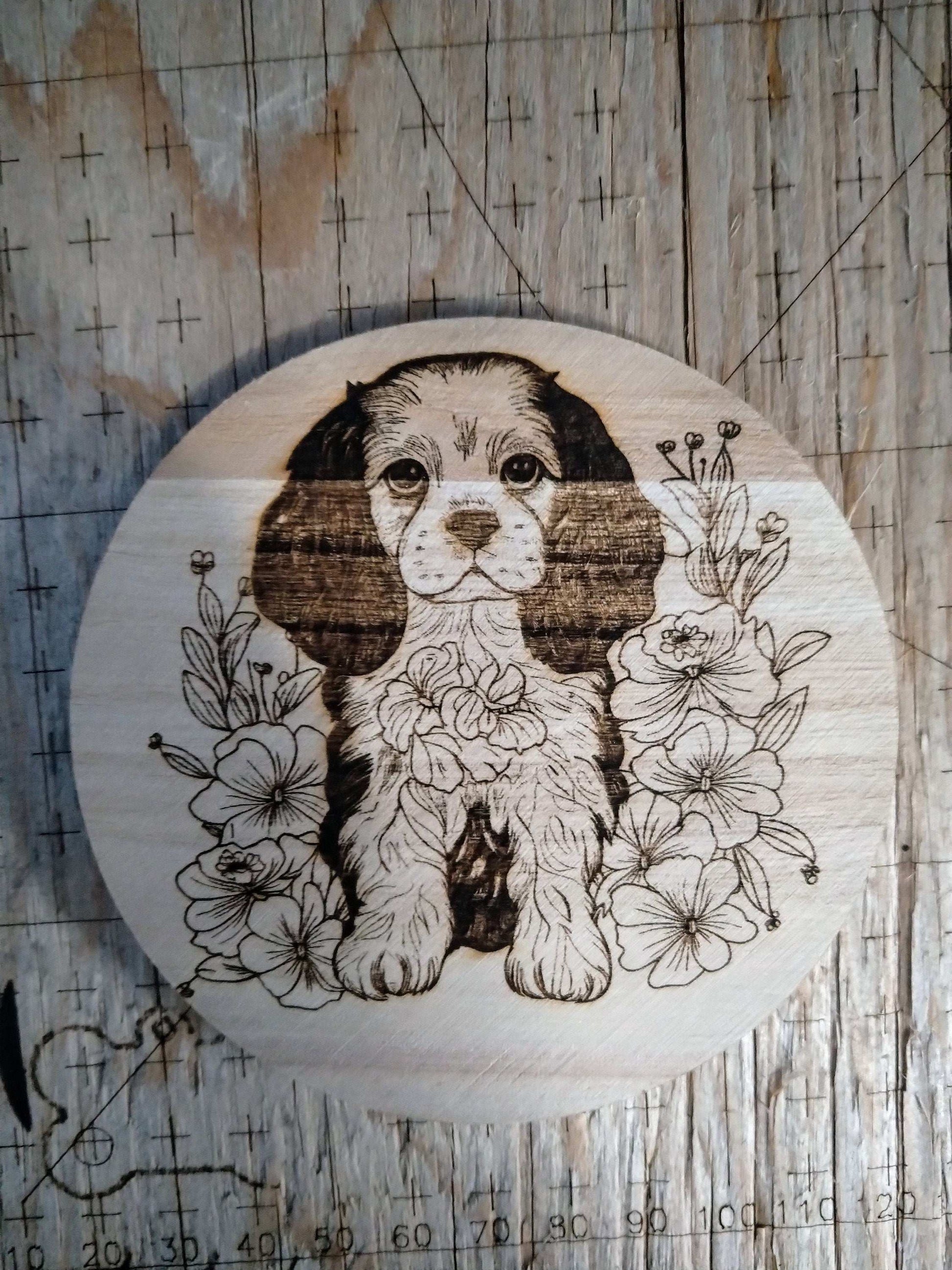 Dog Coaster Set, King Charles Gift, Cavalier Spaniel Dog Gift, Floral Dog Gift, Puppy Coasters, Wooden Coaster Set, King Charles Dog My Store