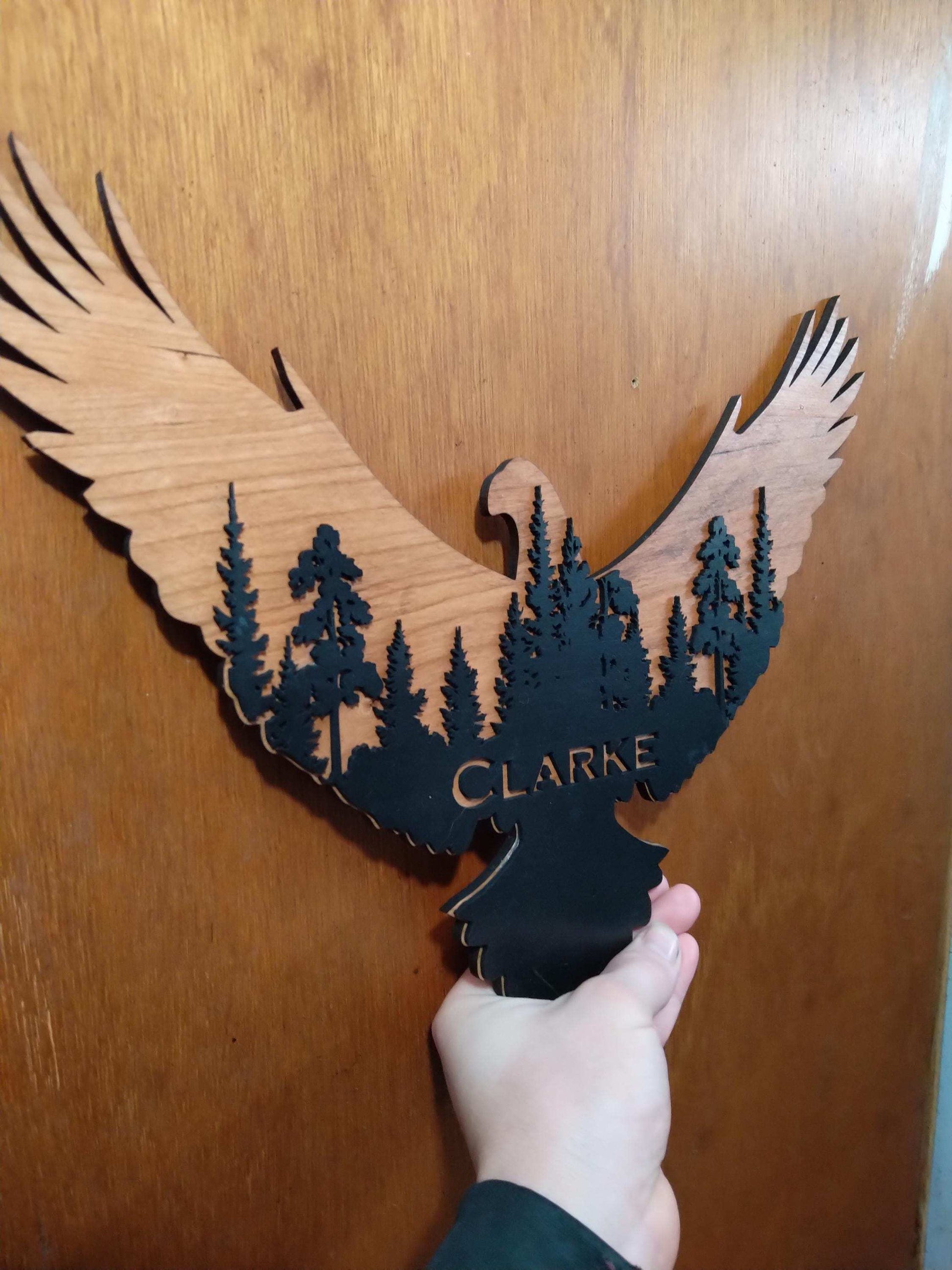 Personalized Eagle forest scene 3D wall art, Eagle wall Decoration, Custom Wildlife Sign Gift, Personalized Housewarming Gift, My Store