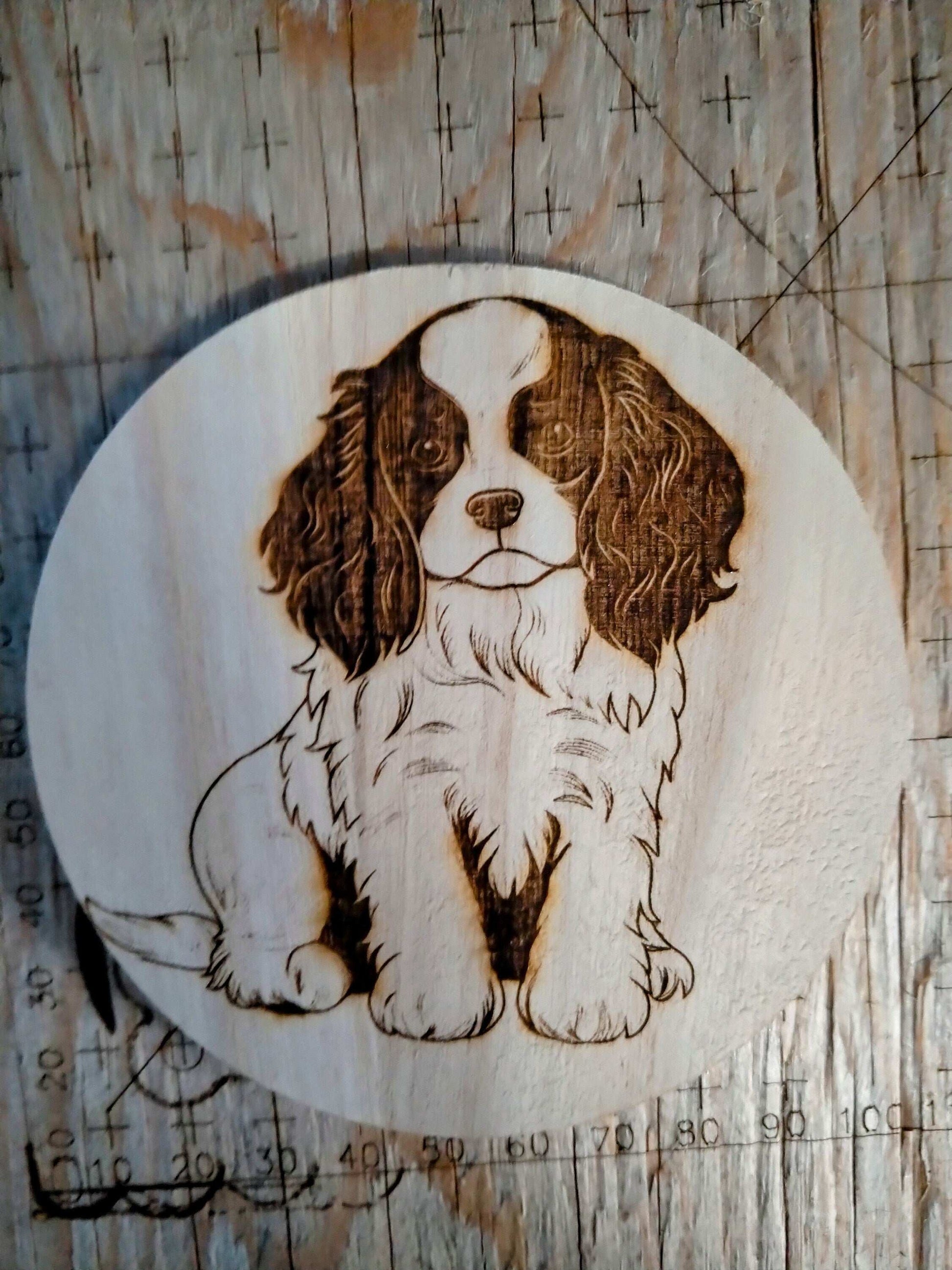 Dog Coaster Set, King Charles Gift, Cavalier Spaniel Dog Gift, Floral Dog Gift, Puppy Coasters, Wooden Coaster Set, King Charles Dog My Store