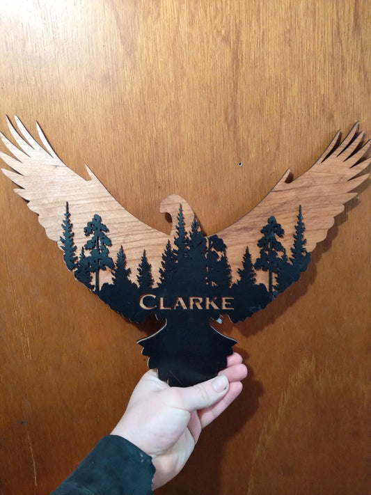 Personalized Eagle forest scene 3D wall art, Eagle wall Decoration, Custom Wildlife Sign Gift, Personalized Housewarming Gift, My Store