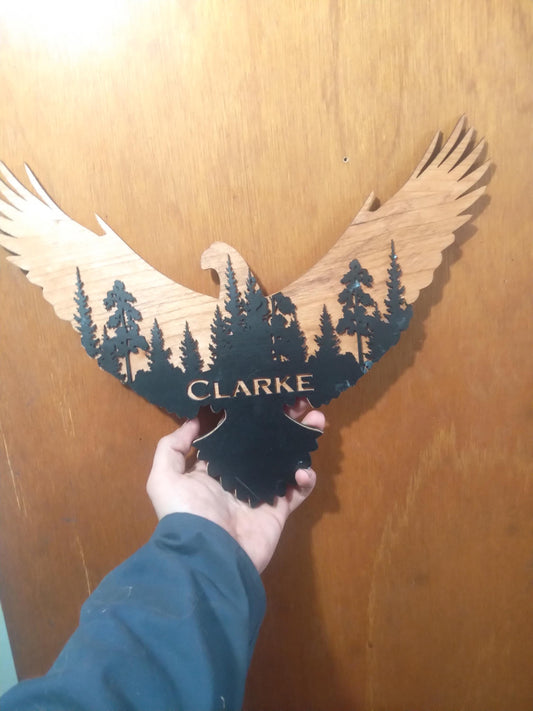 Personalized Eagle forest scene 3D wall art, Eagle wall Decoration, Custom Wildlife Sign Gift, Personalized Housewarming Gift, My Store
