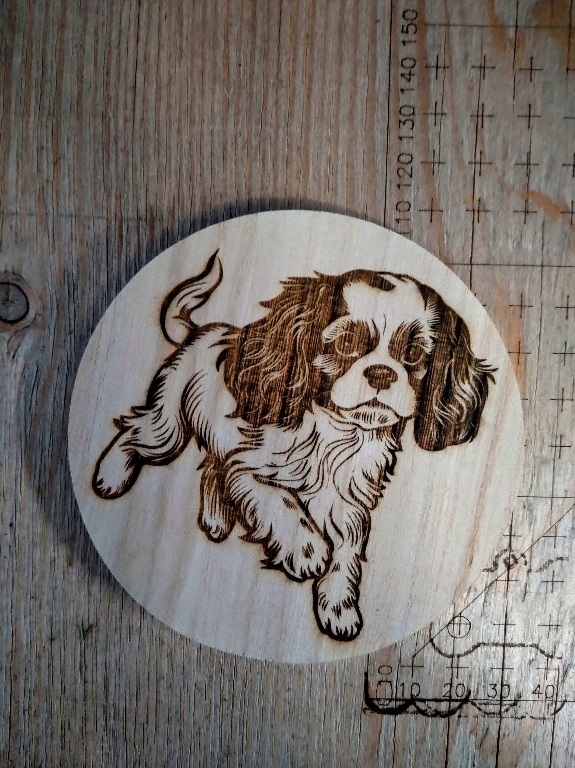 Dog Coaster Set, King Charles Gift, Cavalier Spaniel Dog Gift, Floral Dog Gift, Puppy Coasters, Wooden Coaster Set, King Charles Dog My Store