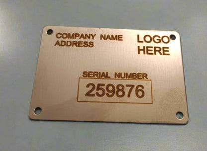 Serial number plates Kings Crown Laser Engraving