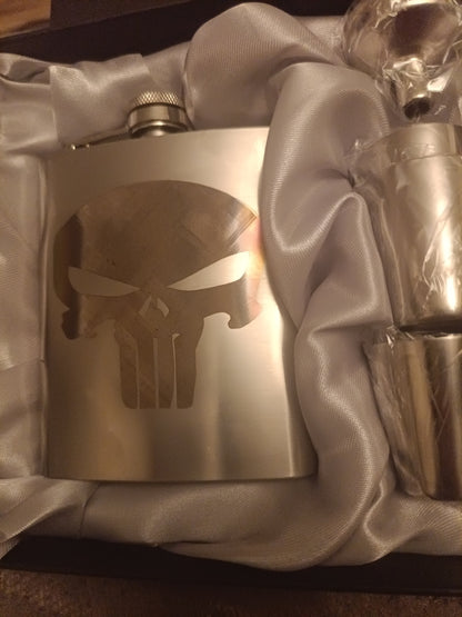 Custom Stainless Pocket Flask 7oz. Kings Crown Laser Engraving