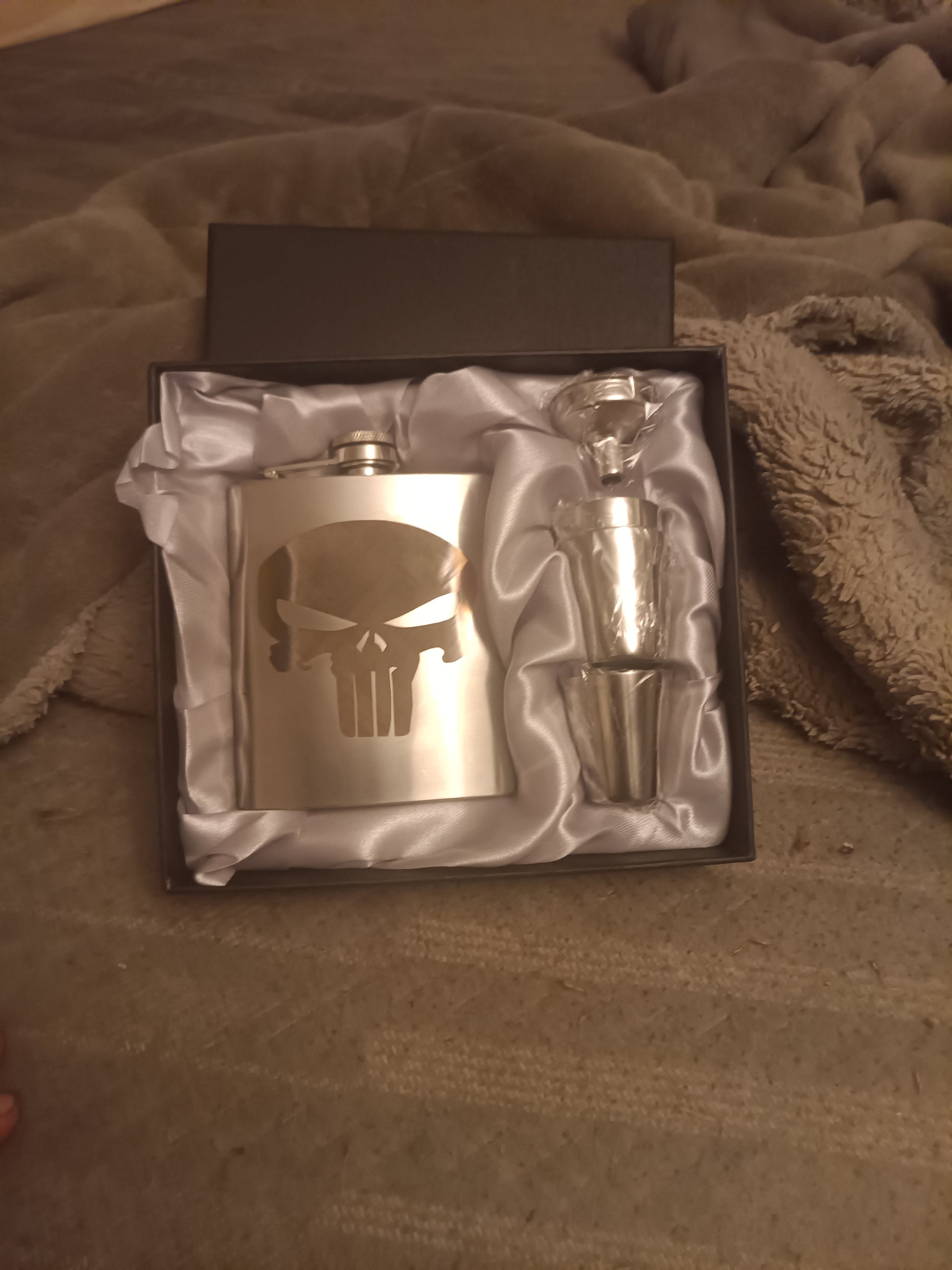 Custom Stainless Pocket Flask 7oz. Kings Crown Laser Engraving