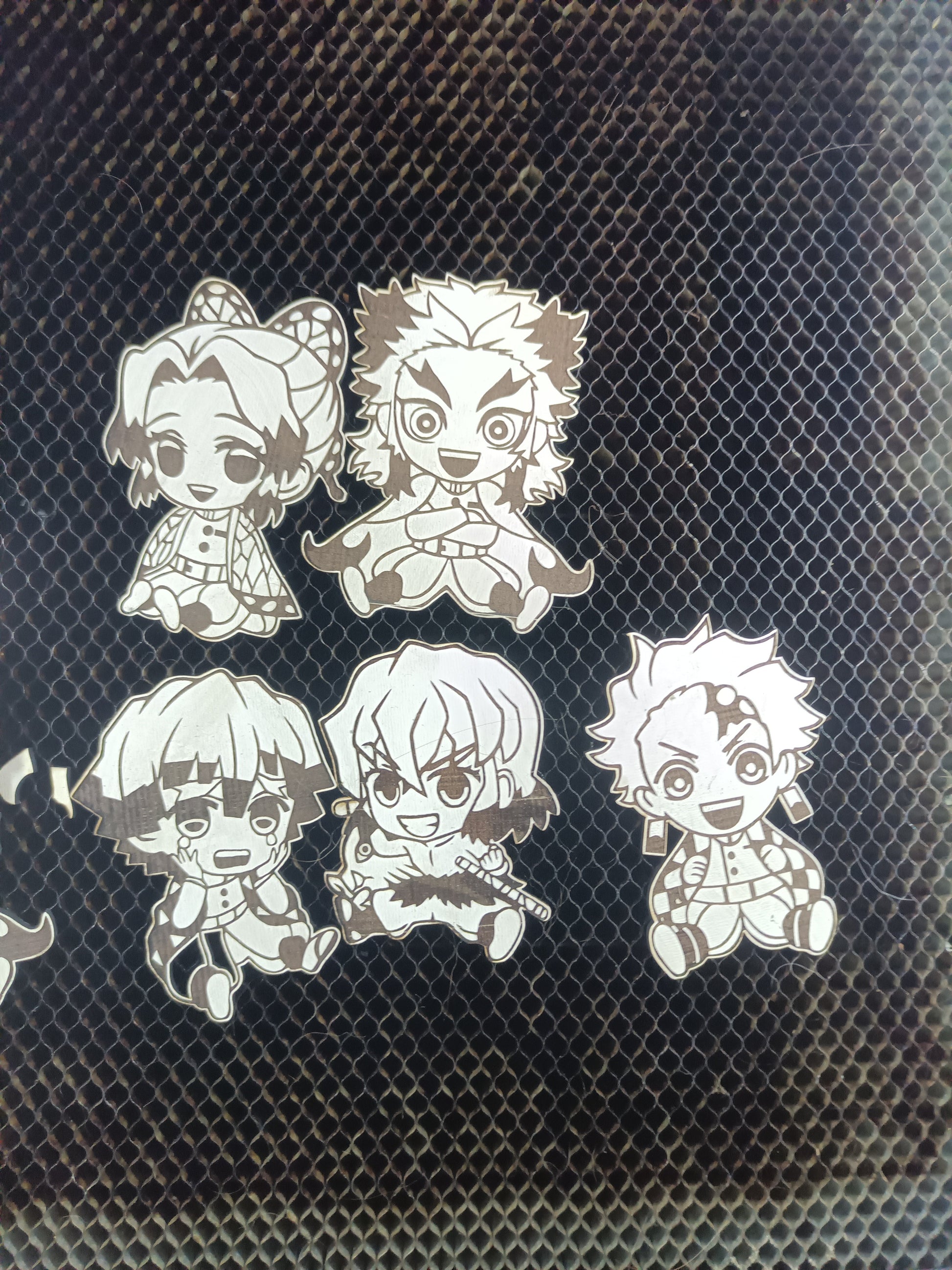Demon Slayer Chibi Magnets Kings Crown Laser Engraving