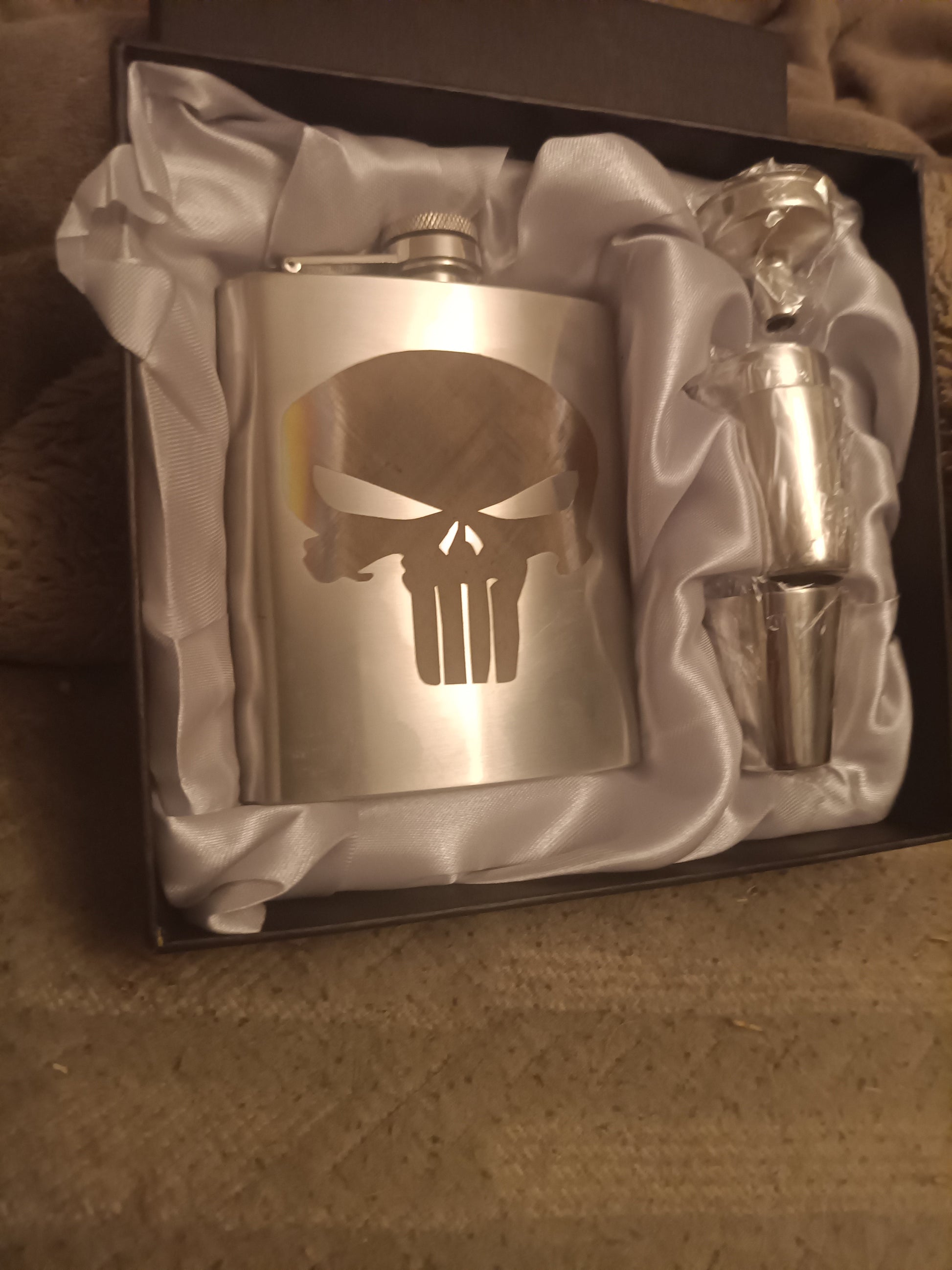 Custom Stainless Pocket Flask 7oz. Kings Crown Laser Engraving