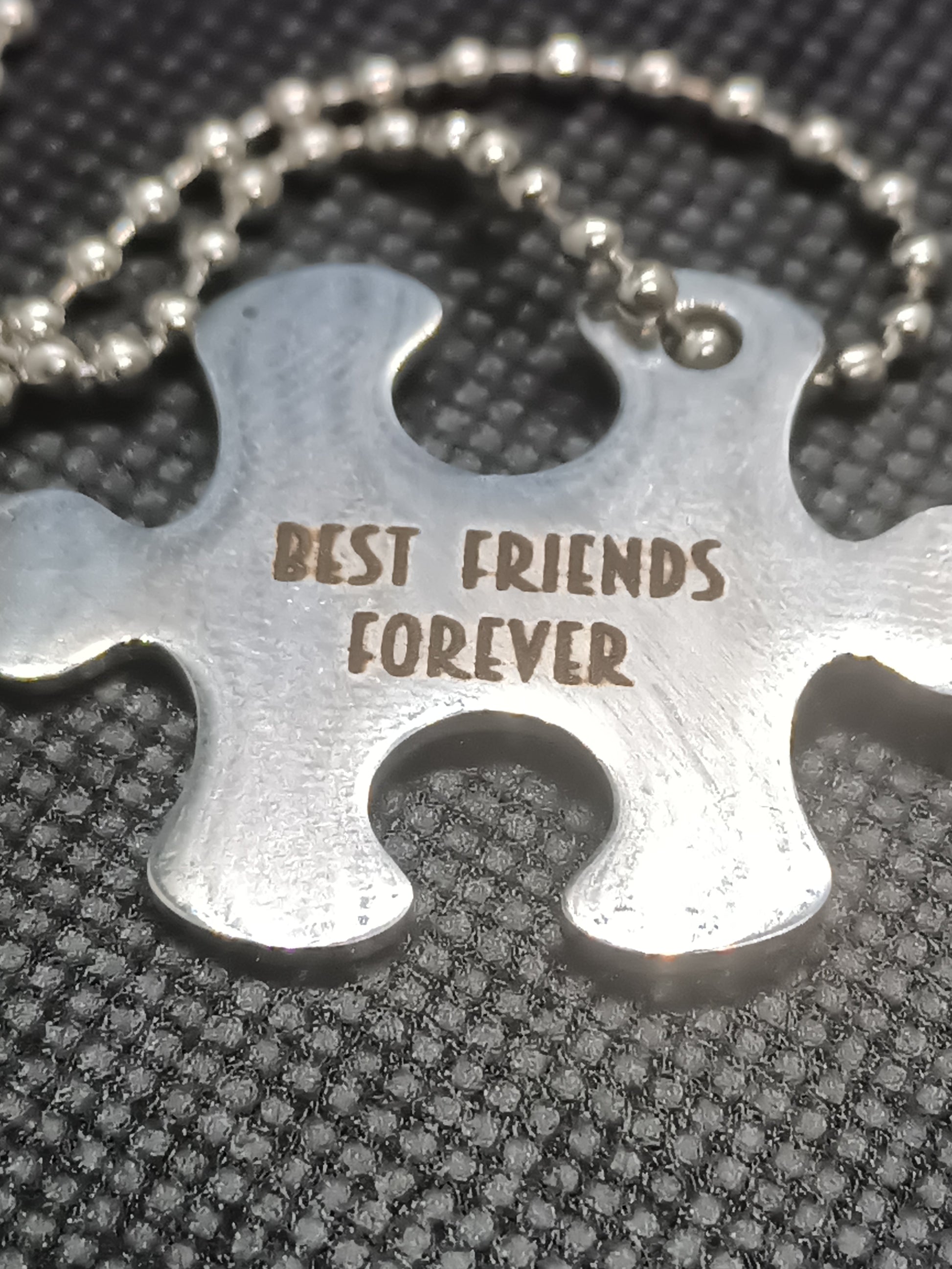 Custom engraved Stainless steel Puzzle Piece Friendship/Couples Necklace Kings Crown Laser Engraving
