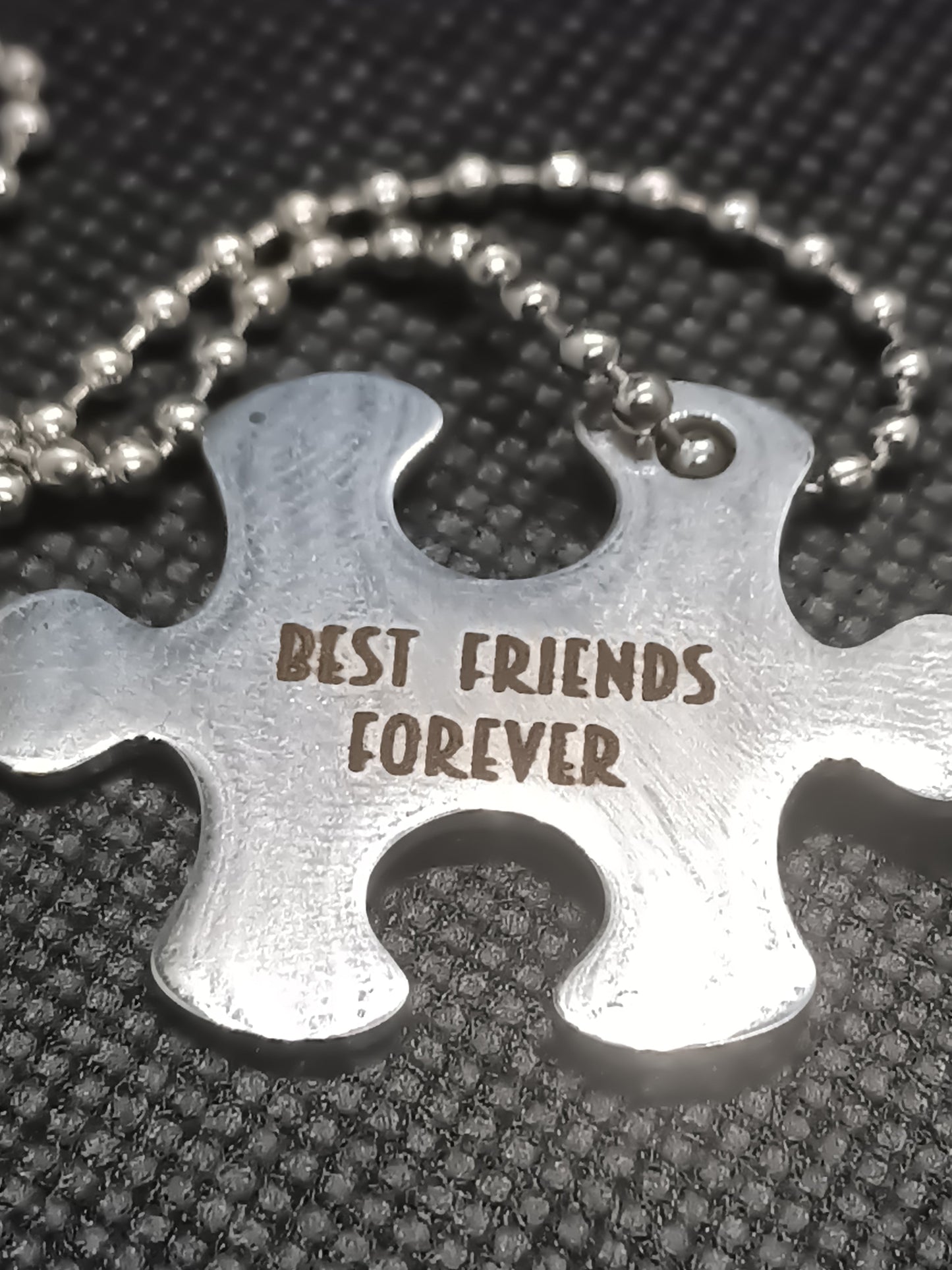 Custom engraved Stainless steel Puzzle Piece Friendship/Couples Necklace Kings Crown Laser Engraving