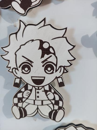Demon Slayer Chibi Magnets Kings Crown Laser Engraving