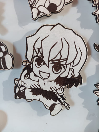 Demon Slayer Chibi Magnets Kings Crown Laser Engraving