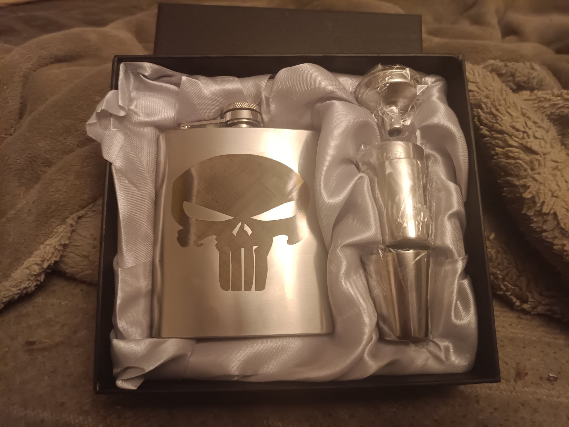 Custom Stainless Pocket Flask 7oz. Kings Crown Laser Engraving