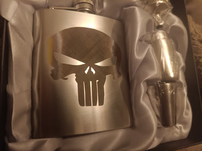 Custom Stainless Pocket Flask 7oz. Kings Crown Laser Engraving