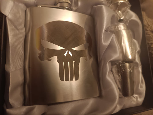 Custom Stainless Pocket Flask 7oz. Kings Crown Laser Engraving