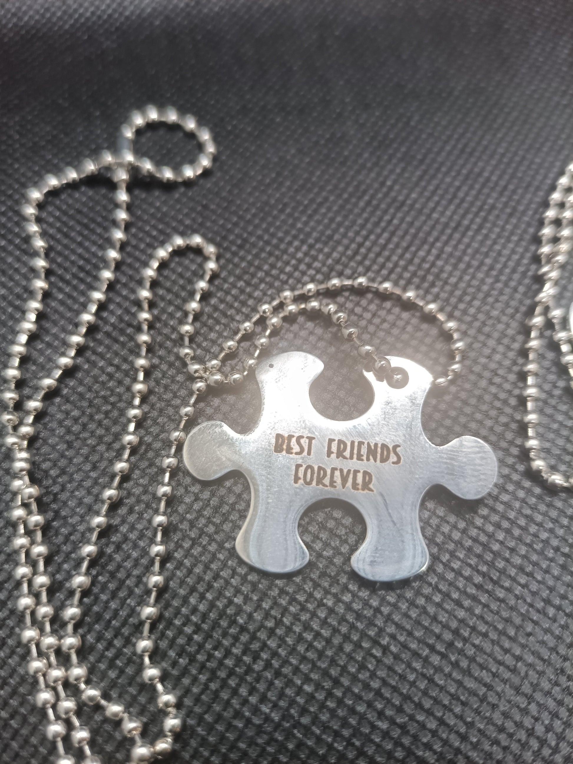 Custom engraved Stainless steel Puzzle Piece Friendship/Couples Necklace Kings Crown Laser Engraving